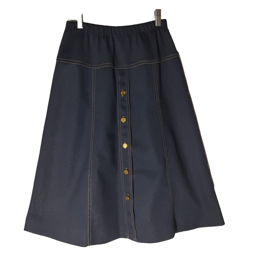 Vintage GW Graff Women's SMALL/MEDIUM Polyester Elastic Waist Jean Skirt